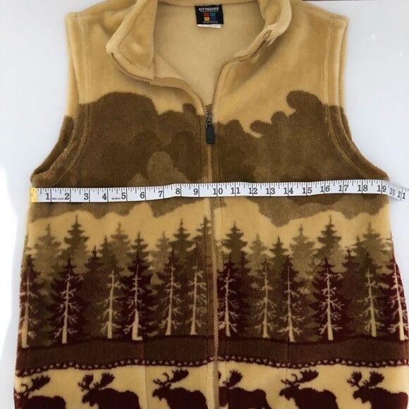 Cityscape Canada Plush Full Zip Vest Landscape  Moose, Forest, Cabin Size Medium - Picture 9 of 9